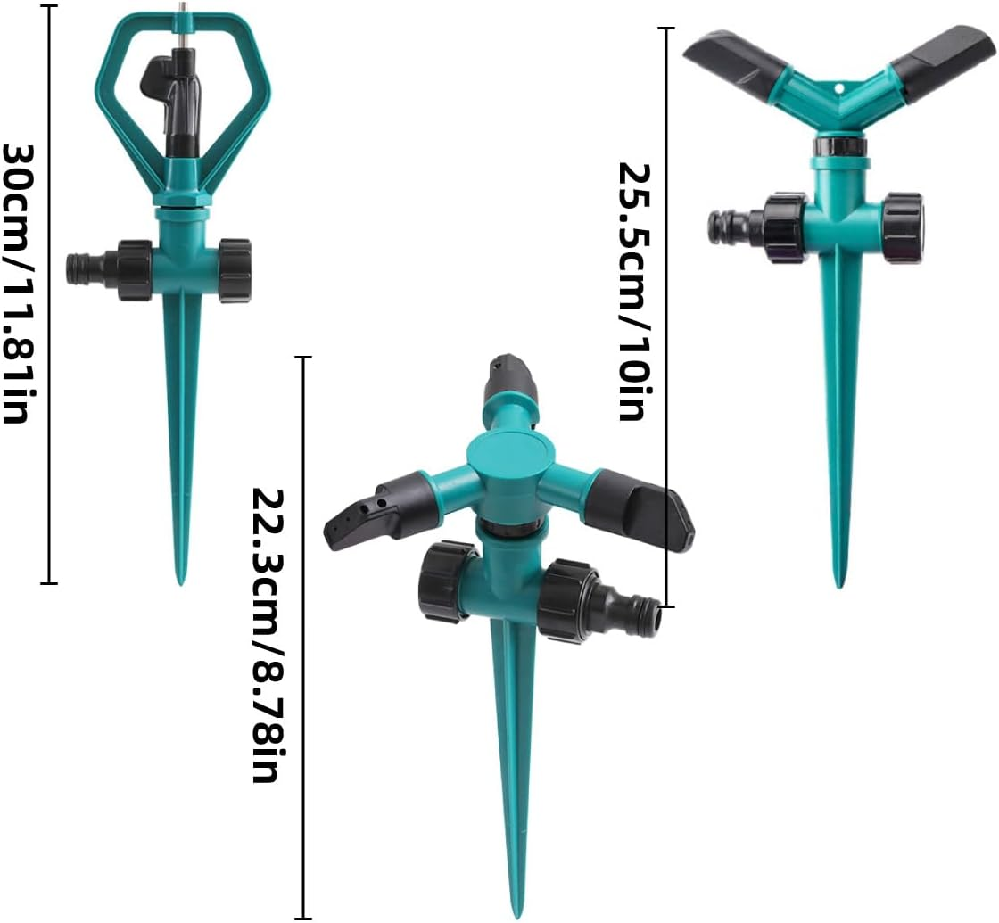 AIMALL Automatic Rotating Garden Sprinkler with 360&deg; Adjustable Nozzles &ndash; Spike Lawn Sprayer in 1/2/3 Arm Styles for Vegetable Beds, Yards & Tandem Watering Systems image number 2