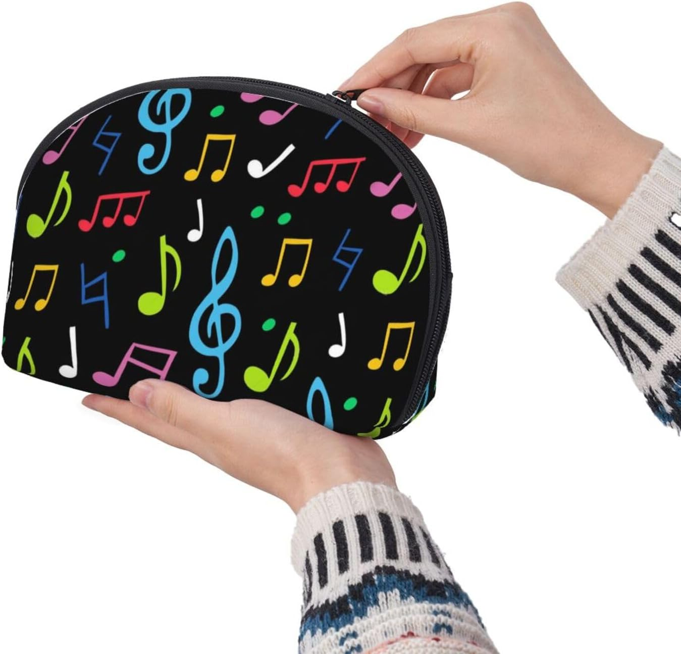 Cozimangoe Coin Pouch Makeup Bags Set, 2 Piece Shell Shape Cosmetic Bag with Pockets for Daily Travel Handbag Lipstick Keys Toiletry, Personalized Music image number 4