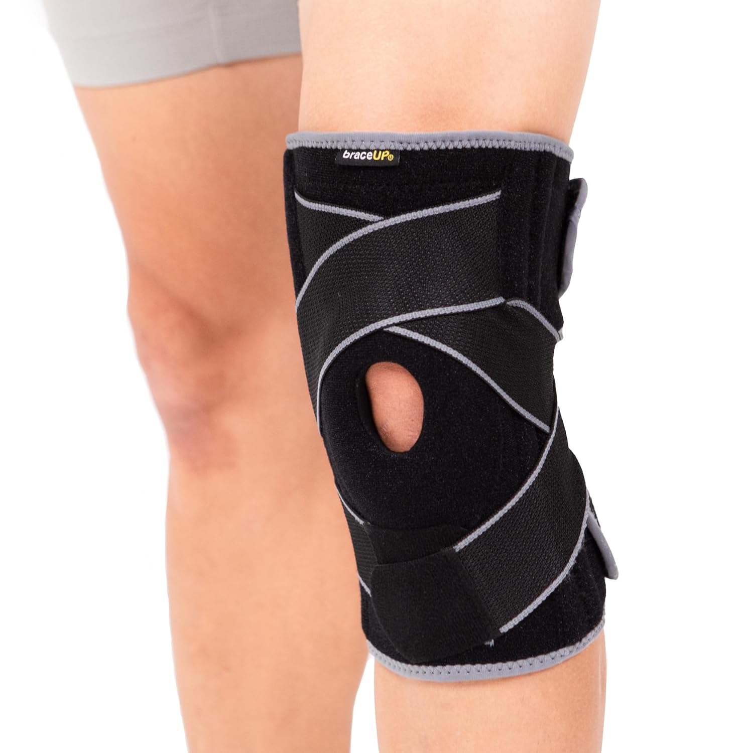 Braceup Knee Brace with Side Stabilizers & Patella Gel Pads - Ultimate Knee Support for Knee Pain, Arthritis, and Patella Stabilization (L/XL)