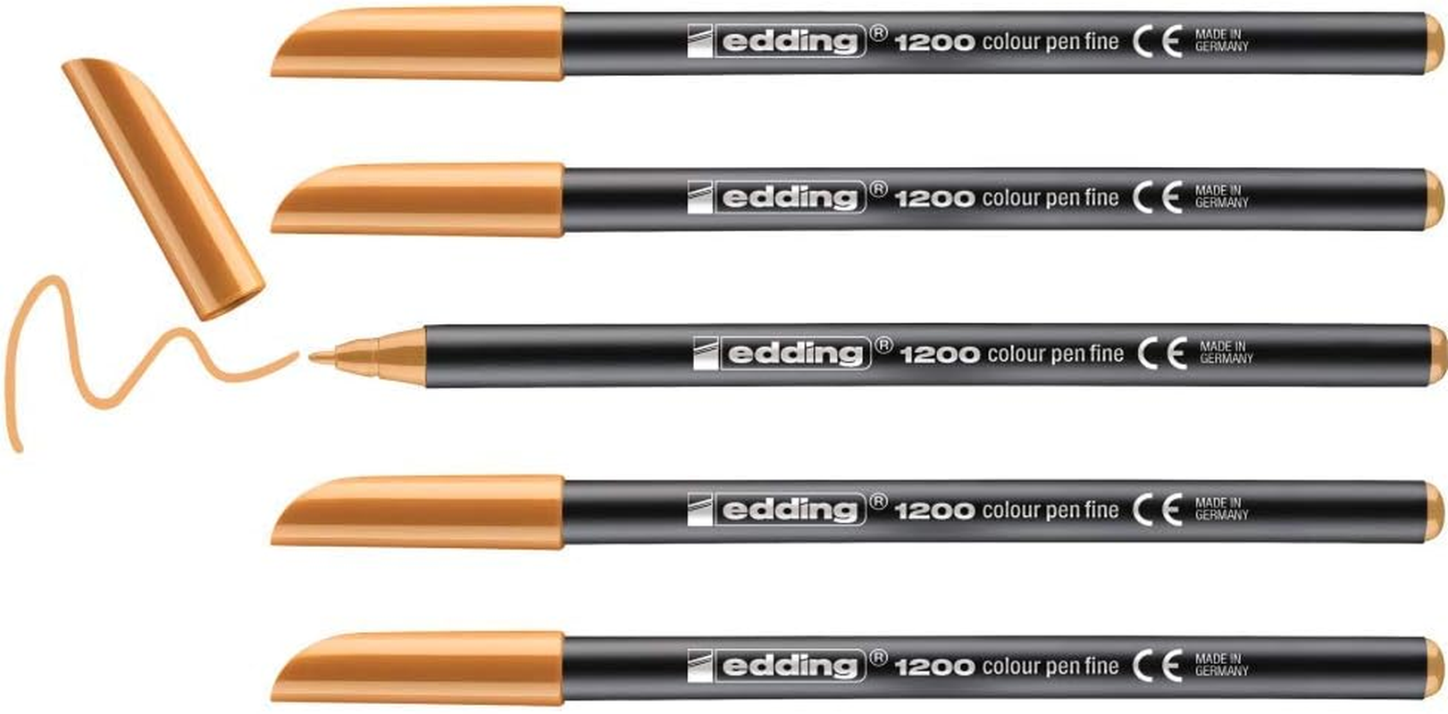 Edding 1200 Felt Tip Pens Fine - Black - Pack of 3 Pens - Bullet Tip 1 Mm - Felt Pen for Drawing and Writing - for School, Mandala