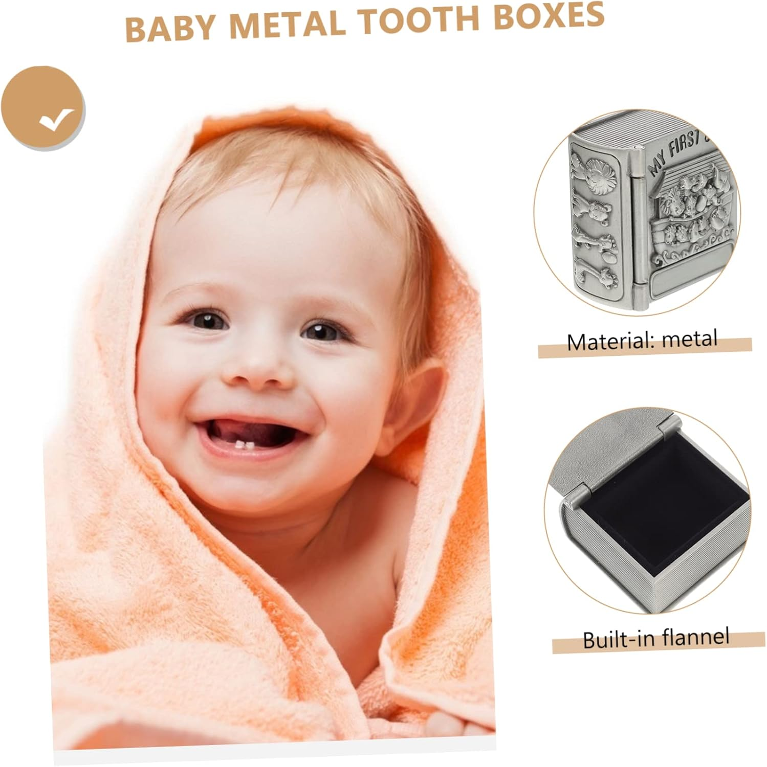 2Pcs Baby Teeth Storage Boxes Milk Tooth Keepsake Containers for Kids Silver Vintage Style Memory Keepsake