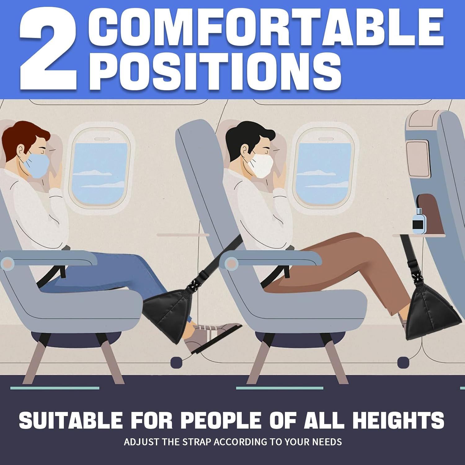 New Upgrade Footrest - Perfect Foot Hammock for Airplane Travel or Office, No Feet Clashing (Black) image number 6