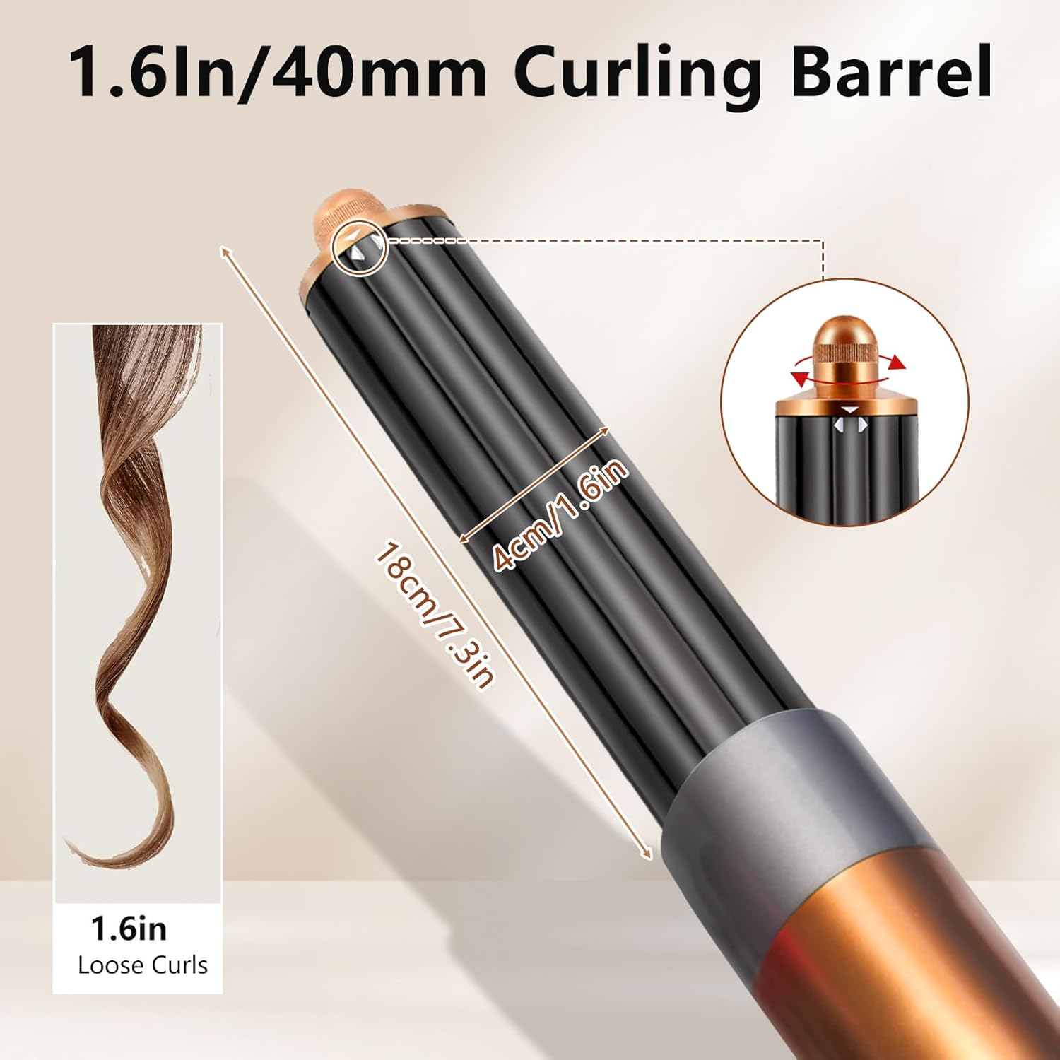 40Mm/1.6Inch Long Curling Barrels Attachments for Dyson Airwrap Styler, Hair Curl Barrels Replacement Parts,Gold image number 3