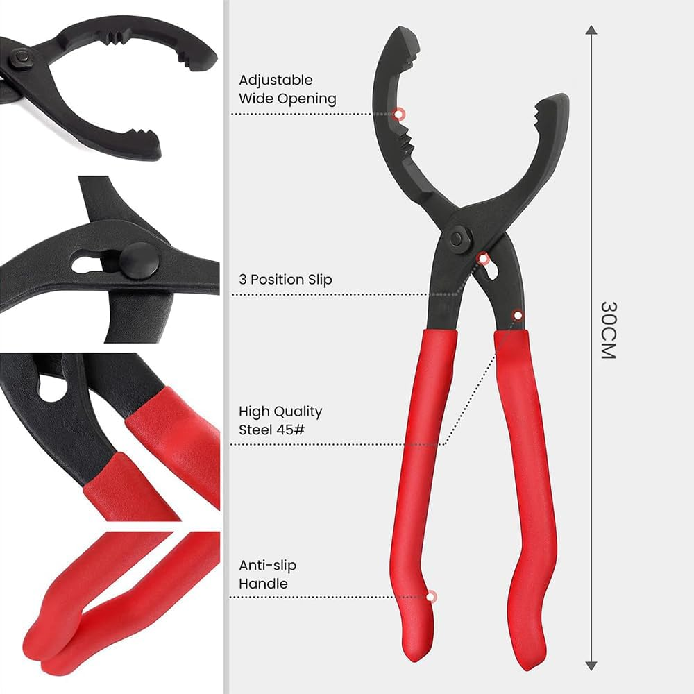 30 CM Adjustable Oil Filter Wrench Pliers &ndash; High-Torque Oil Filter Removal Tool with Non-Slip Rubber Grips, Locking Jaw Design, &ndash; Ideal for Automotive Oil Changes image number 3