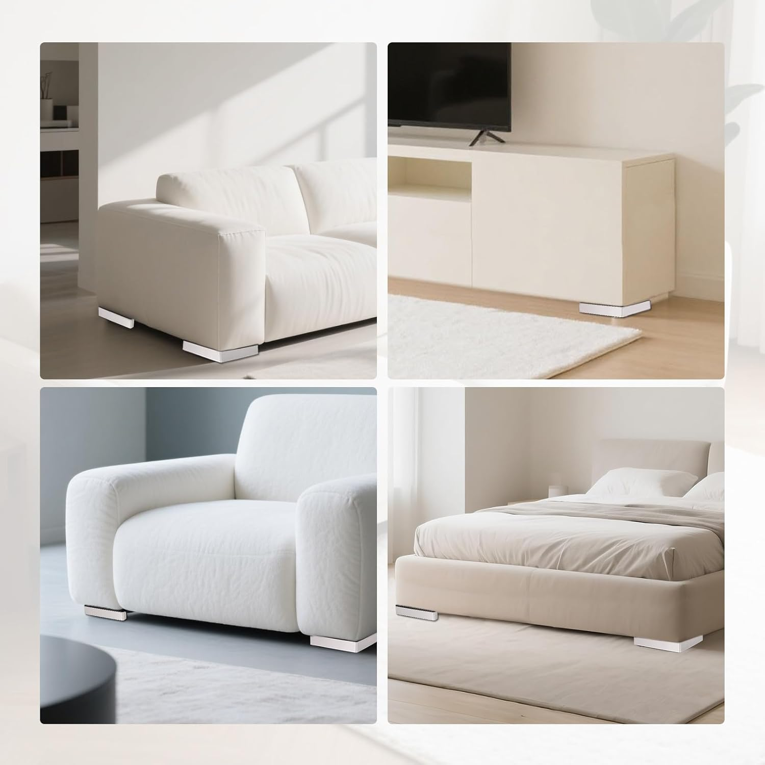 Lasuroa 4Pcs Couch Feet Replacement, 1.06In High L-Shaped Sofa Leg Replacement with Screws Plastic Waterproof Furniture Feet for Outdoor Garden Sofa Table Chair Support image number 4