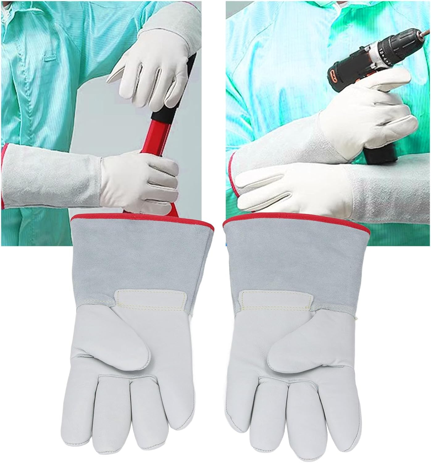 1 Pair Cryogenic Gloves, Thickened Liquid Nitrogen Protective Gloves, Low Temperature Gloves for Dry Ice, Cold Storage, Laboratory