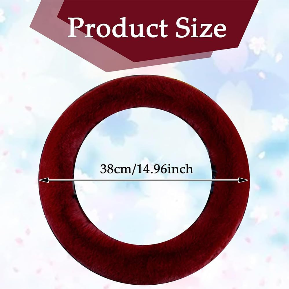 Car Steering Wheel Cover, Fluffy Soft Fur Wheel Protector for Warm Winter, 15'' Anti-Slip Steering Wheel Covers, Universal Vehicle Interior Accessories for Men Women Unique Fashion(Wine Red)