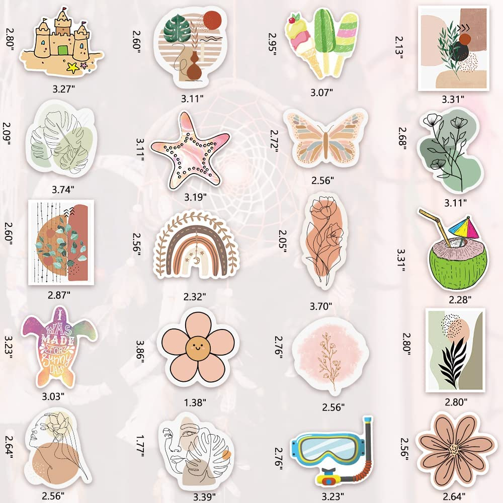 QTL Boho Stickers for Kindle Scrapbook 110Pcs Retro Aesthetic Stickers for Girls Teens Adults Kids Water Bottles Laptop Planner Junk Journal Vinyl Waterproof Pack image number 4