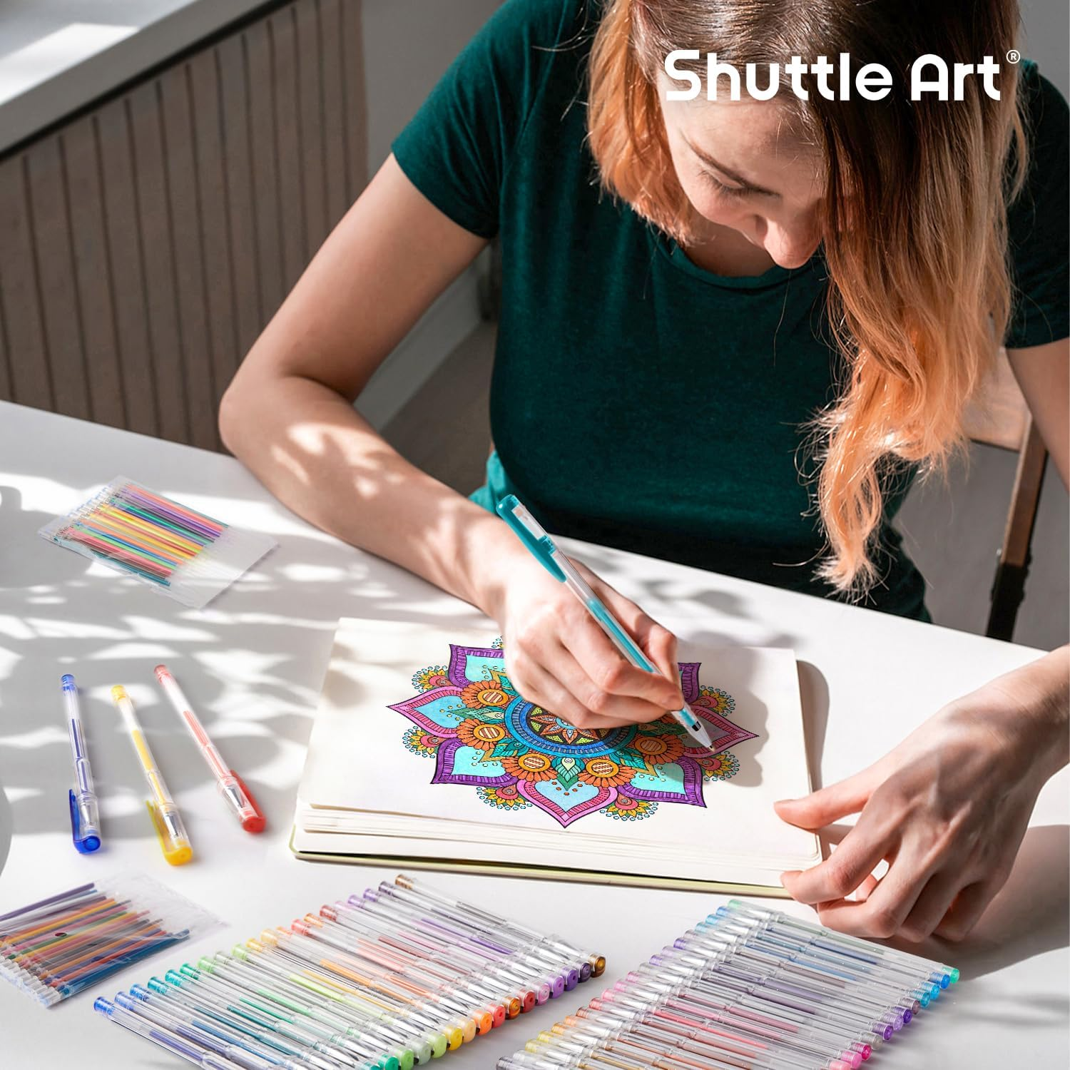 Shuttle Art Glitter Gel Pens, 80 Pack Gel Pens 40 Colours Glitter Gel Pen Set with 40 Refills for Adult Colouring Books Doodling Drawing Writing image number 4
