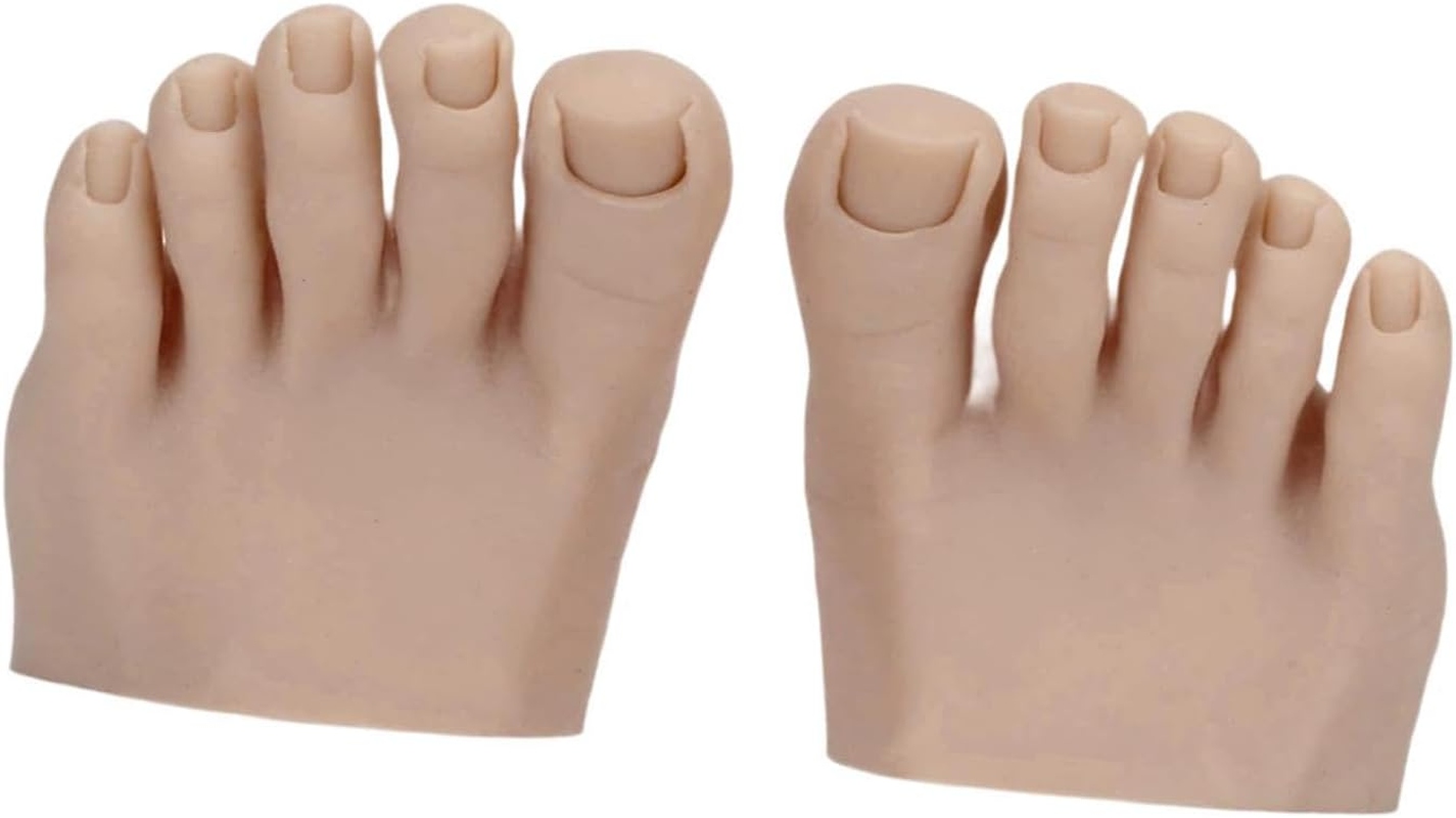Koolsoo Practice Fake Foot Model, Nail Mannequin Movable Art Training Half Foot Display Professional Soft Silicone for Nails Tips, Skin Color