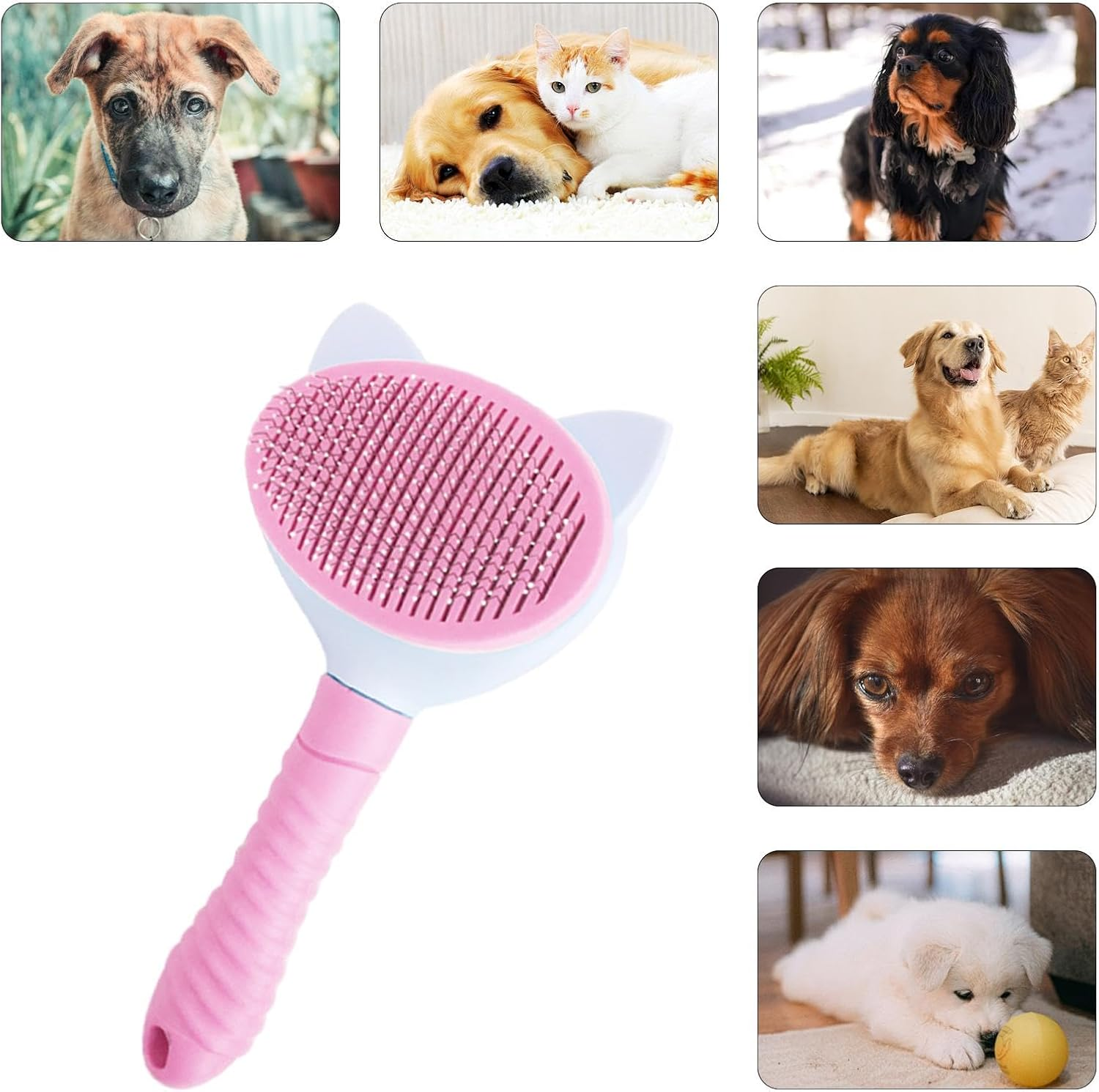 Bvizyelck Pet Massage Brush | Self-Cleaning Brush with Release Button,Cats Grooming Dematting Comb Grooming Brush Tool for Long or Short Hair Cats Dogs image number 6