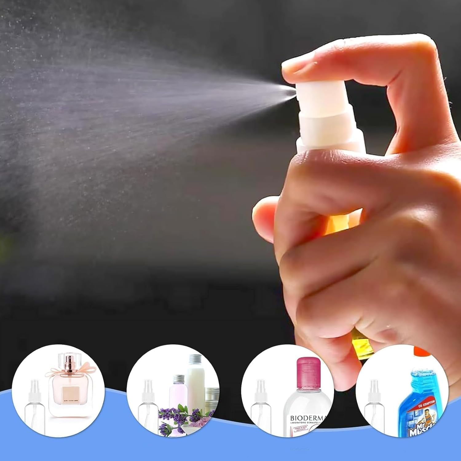 NOOYNOEO Spray Bottle, 4Pcs Small Spray Bottle, Spray Bottle, Mini Spray Bottle, Travel Spray Bottle, Empty Spray Bottle, Travel Makeup Skin Care Cleaning Use(20Ml 50Ml,With Tools) image number 3
