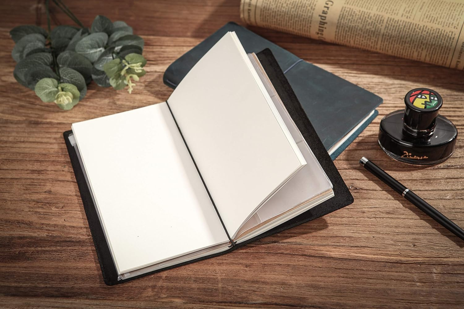 Collasaro Travelers Notebook Refillable Genuine Leather Travel Journal for Men Women image number 2