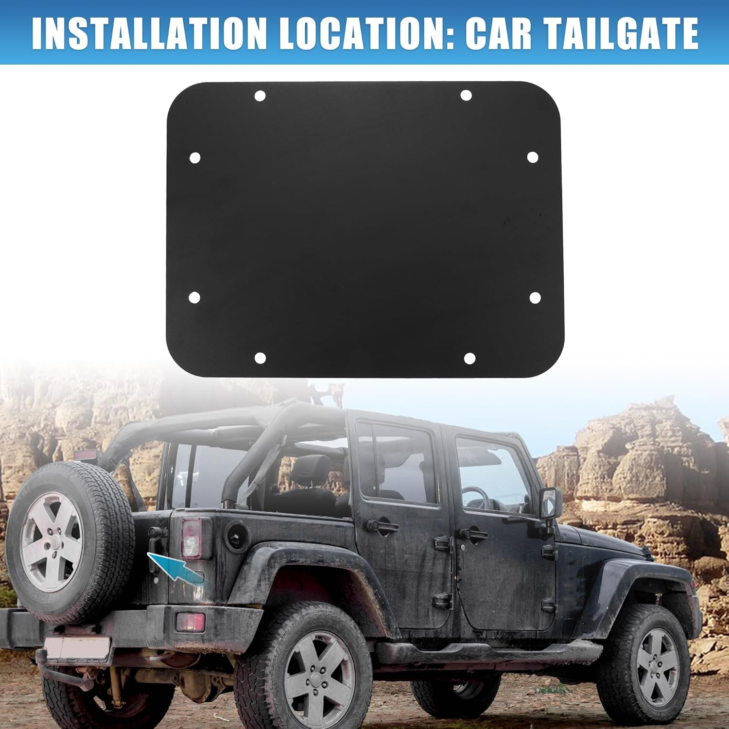X AUTOHAUX Rear Spare Tire Carrier Delete Filler Plate with Tailgate Rubber Plug and Bolts for Jeep Wrangler JK JKU 2007-2018 Tailgate Plug Vent Plate Cover Metal image number 3