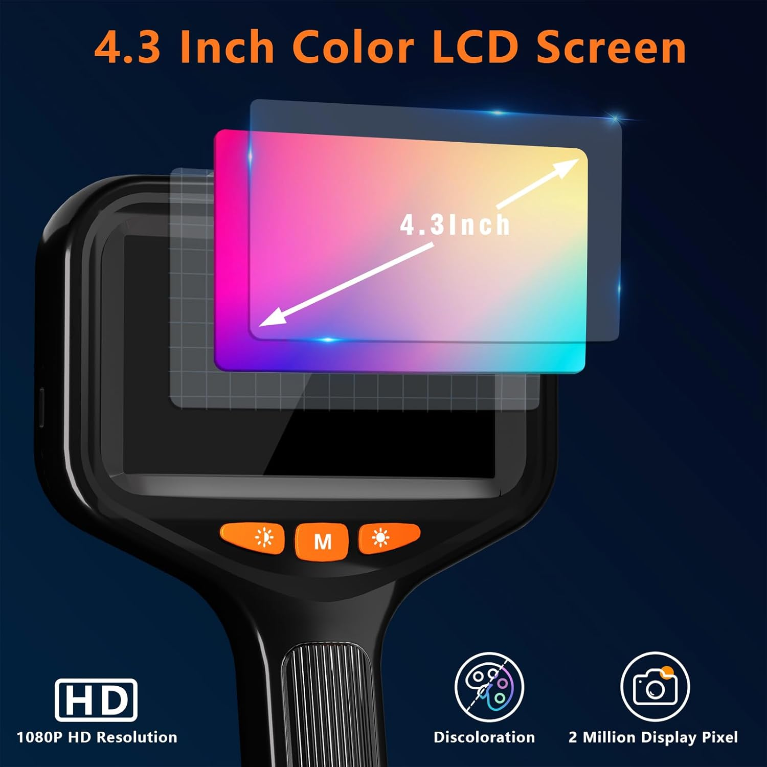 Endoscope Camera with Light, 1080P HD Handheld Industrial Endoscope, 4.3 Inch LCD Screen, IP67 Waterproof, Adjustable LED Lights, Inspection Camera with 16.4Ft Semi-Rigid Cable image number 4