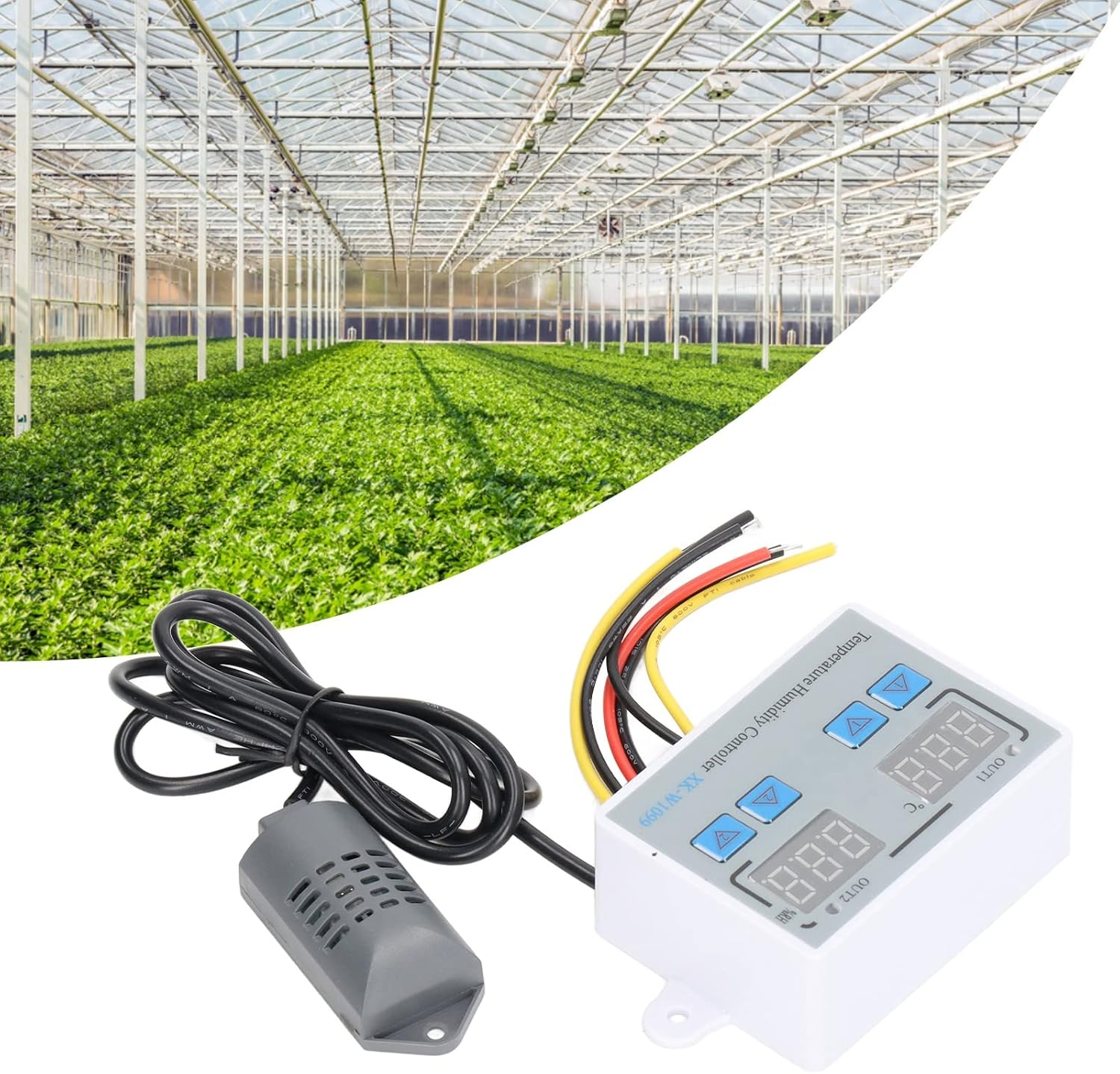Industrial Digital Thermostat Switch with Dual Display Window, Heating Cooling Function, Ideal for Greenhouse Control, PC/ABS Fireproof Material image number 3