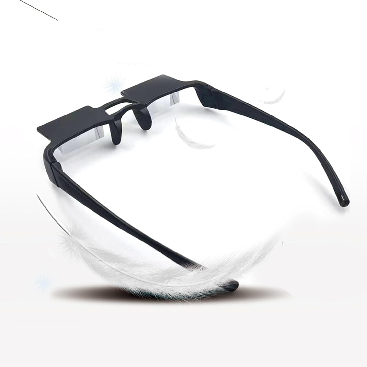 Lazy Glasses, 90&deg; Laying down Glasses, Horizontal View Prism Glasses for Laying down Reading, Watching TV with Glass or Reading Glass image number 1