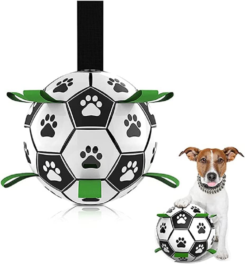 Dog Ropes Toys Soccer Ball with Grab Tabs, Interactive Dog Toys for Tug of War, Puppy Birthday Gifts, Dog Tug Toy, Dog Water Toy, Durable Dog Balls for Medium & Large Dogs (Medium) image number 6