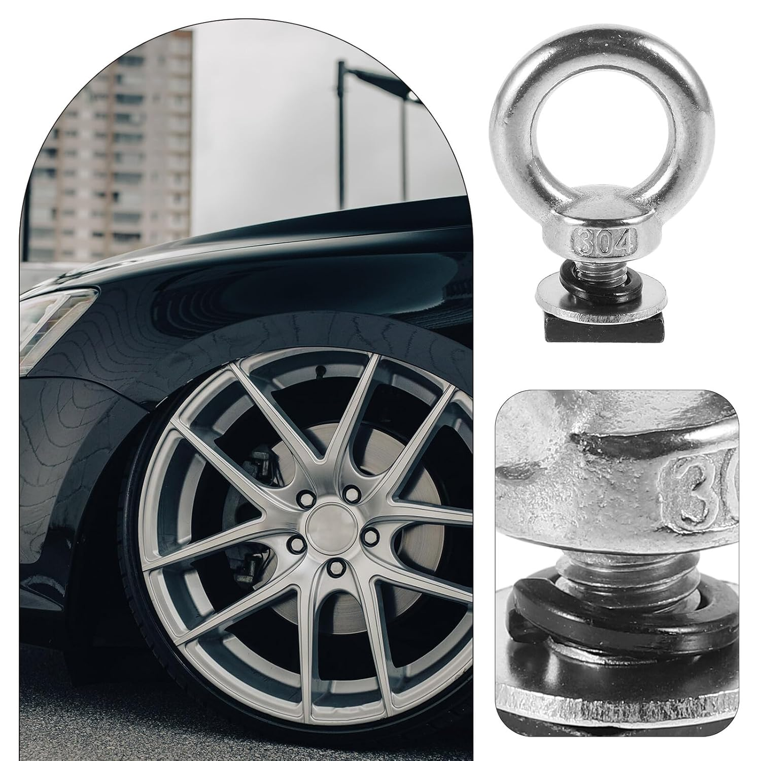 Heavy Duty Roof Rack T Slot Bolt M8 Bright Finish, T Track Mount Tie down Anchor for Vehicle Cargo, Roof Rack Eye Bolt Nut for Secure Luggage Frame Fixing