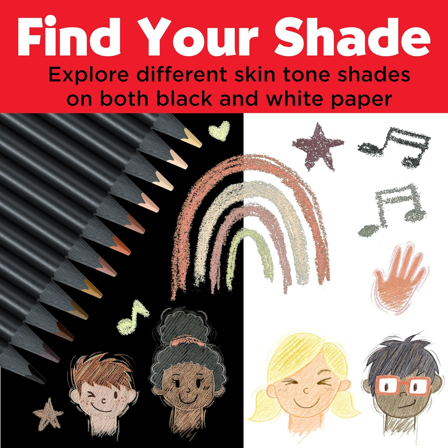 Faber-Castell 116414 Colouring Pencils Skin-Coloured Black Edition, Pack of 12, Shatterproof, Triangular, Skin Tones