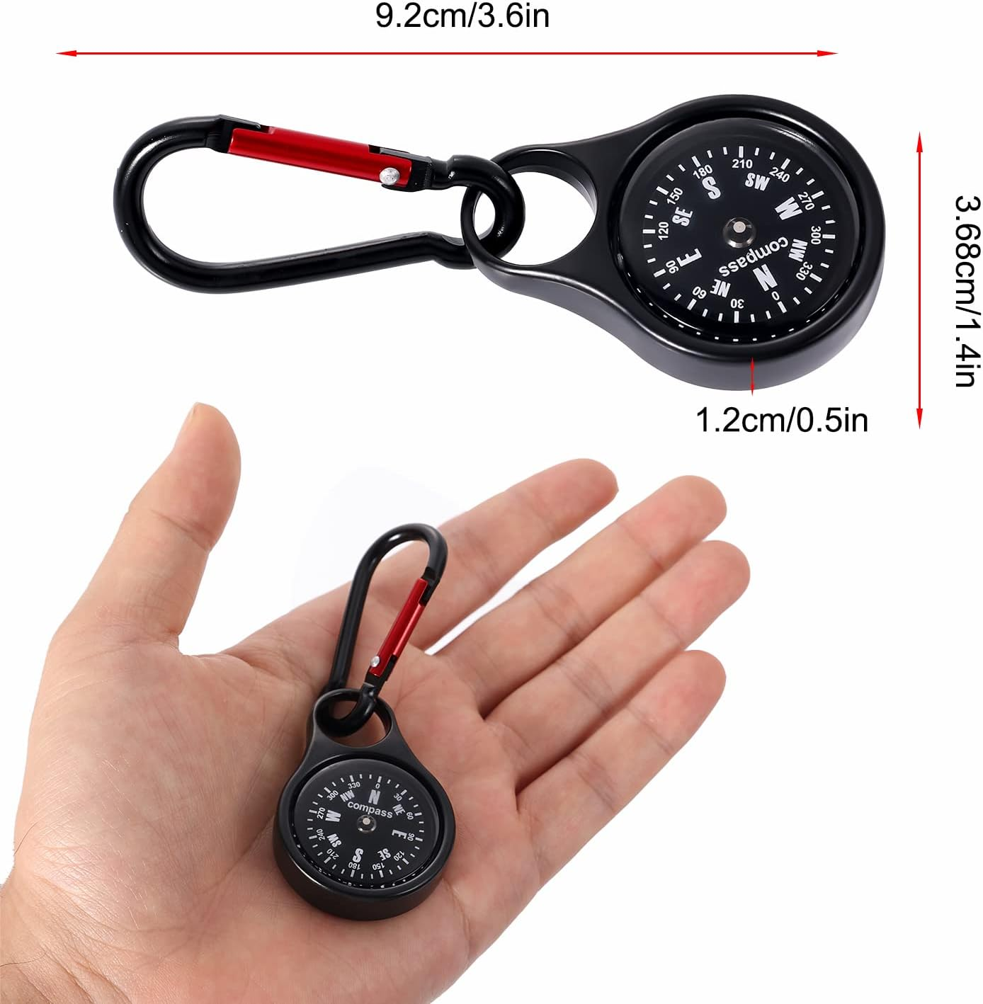 Camping Survival Compass, Pocket Portable Keychain Compass Survival Compass Navigation Tool Hiking Compass with Carabiner for Outdoor Hunting Climbing Backpacking image number 5