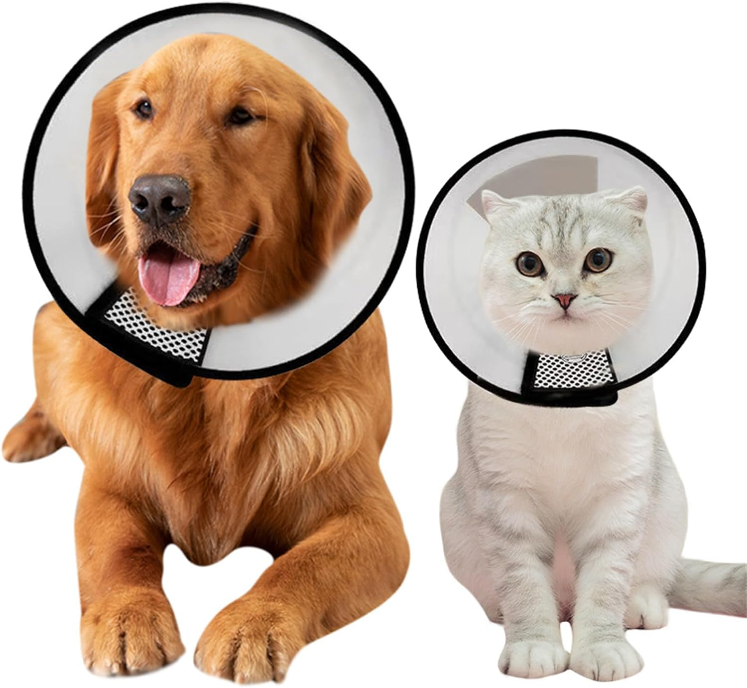 2PCS Pet Dog Cat Cone Protective Collar, Pet Cone Collar for Anti-Bite Anti-Licking Wound Healing after Surgery, Reusable Dog Recovery Collar, Adjustable Cone Collar for Medium Small Sized Cats Dogs image number 2