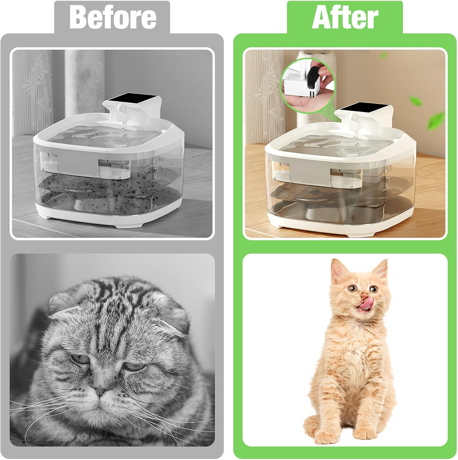 10Pcs Cat Water Fountain Sponge Filter Replacement, Upgraded Sponger Foam Filter for 92Oz/2.8L Pet Fountain, Fountain Filter Replacement for Cat and Dog(Black) image number 6