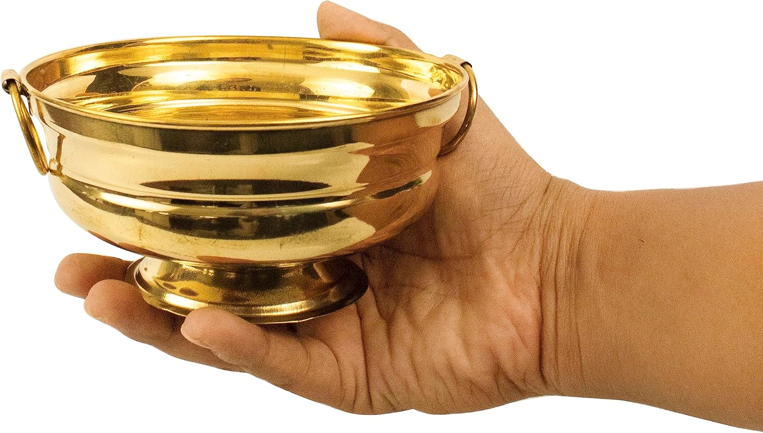 Brass Urli Decorative Bowl Vessel, Home Decor Festive Gift Item- Small Urli with Hook 13 Cm image number 1