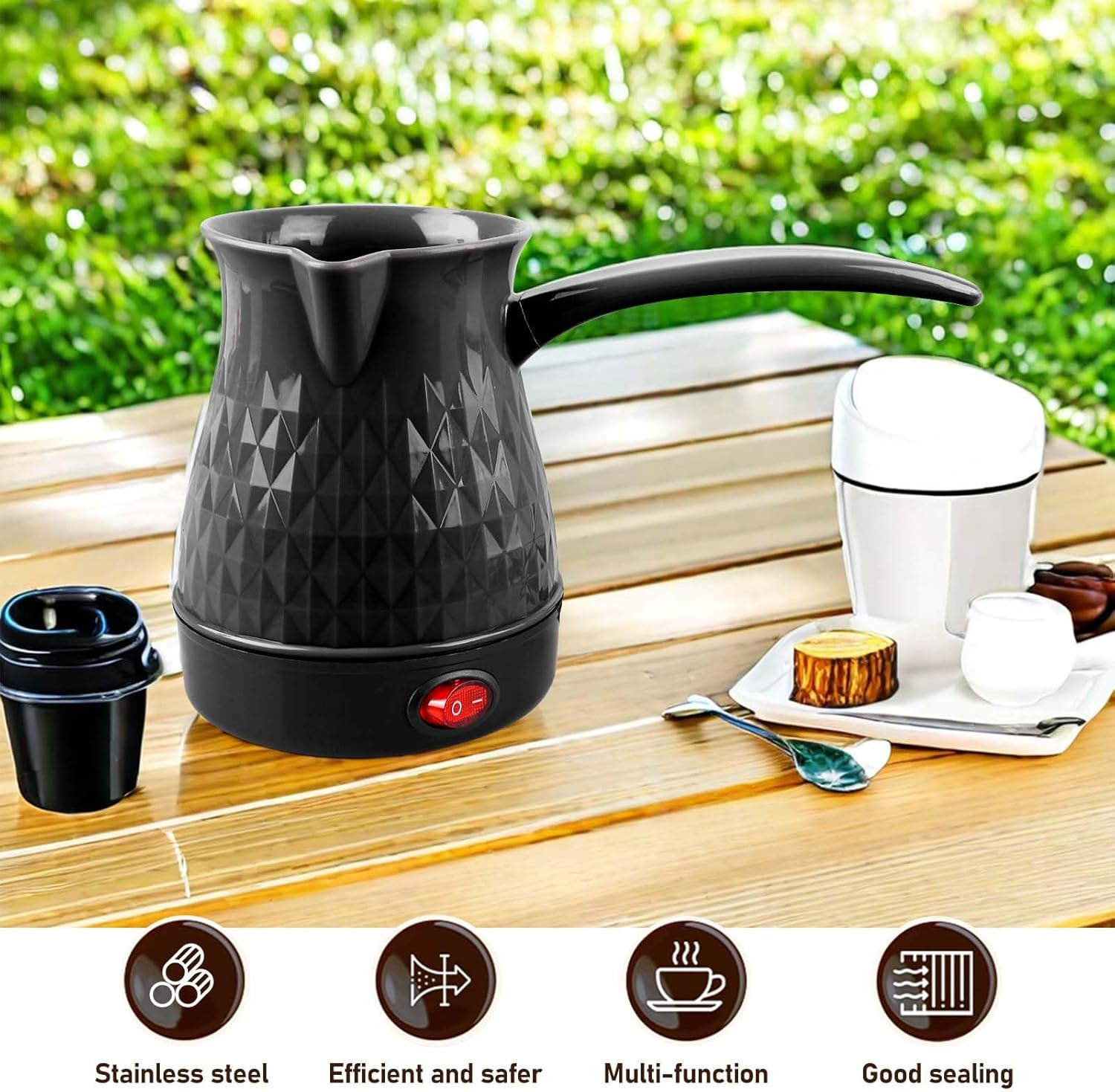 Electric Coffee Pot, 500 Ml, 600 W Electric Turkish Coffee Pot, Electric Coffee Pot, Washable Coffee Pot, Electric Turkish Coffee Pot for Home, Office, Mocha & Tea image number 4