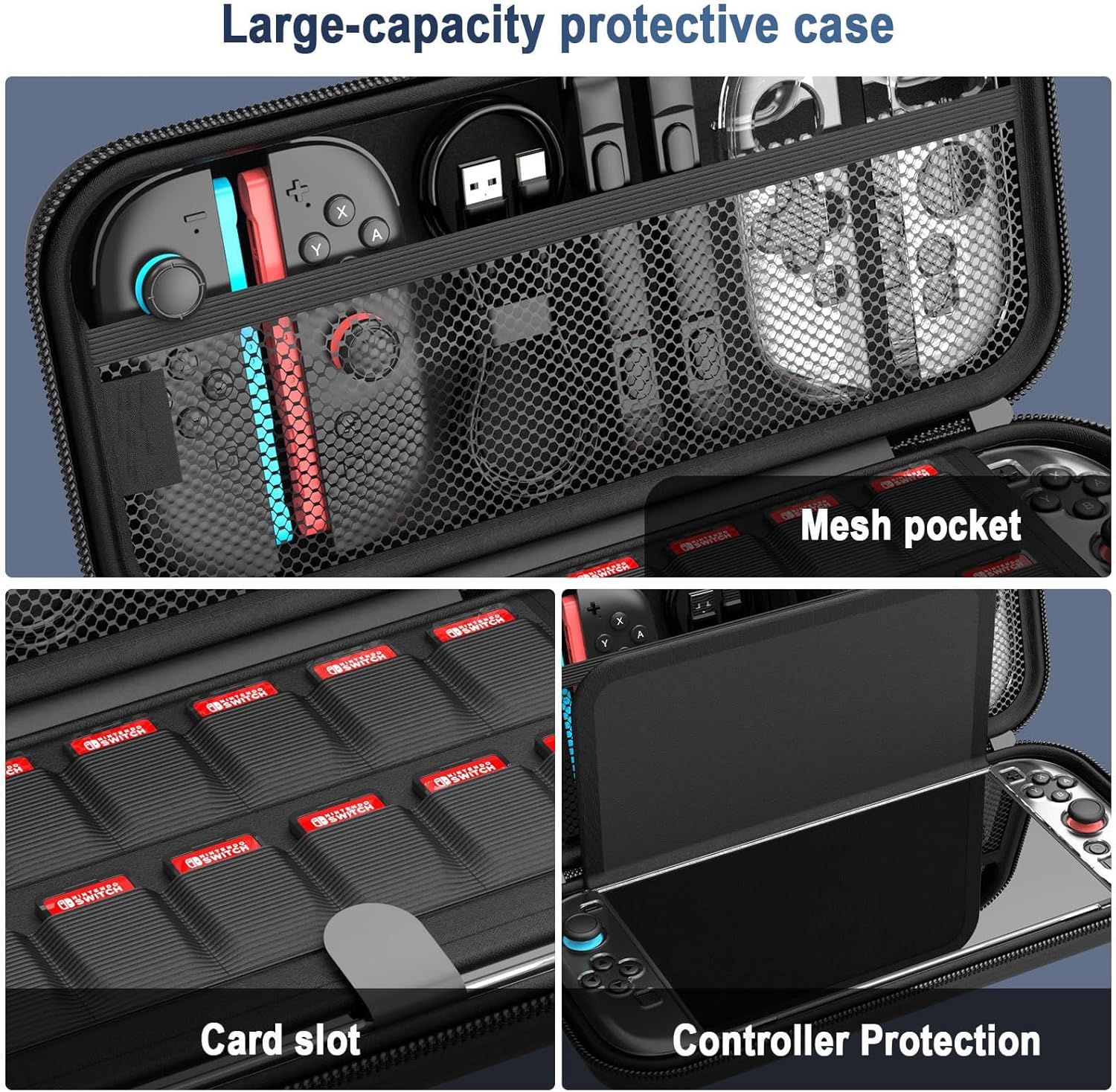 Switch 2 Case with 12 Game Card Slots for Nintendo Switch 2, Protective Carrying Case Set with PC Switch 2 Cover and 4 * TPU Grip Cover for Switch 2 Joycon, 2* Screen Protectors and Wipes, Large Capacity Storage Design for Nintendo Switch 2 Accessories image number 1