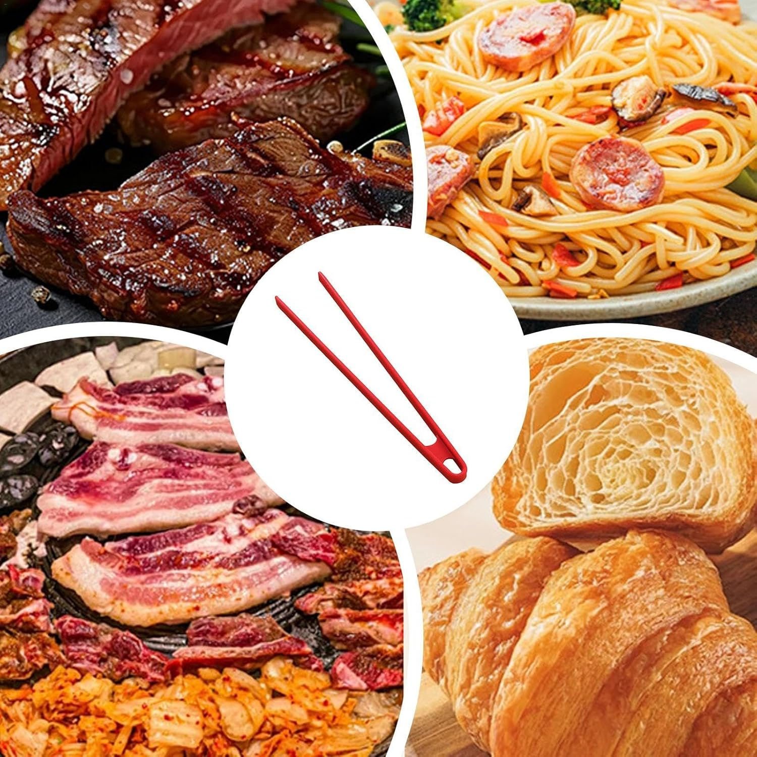 Silicone Kitchen Tongs | BBQ Kitchen Tongs,Non Scratch, Strong Grip Cooking Salad BBQ Grilling Tongs for Air Fryer, Barbecue and Salad - Black image number 4