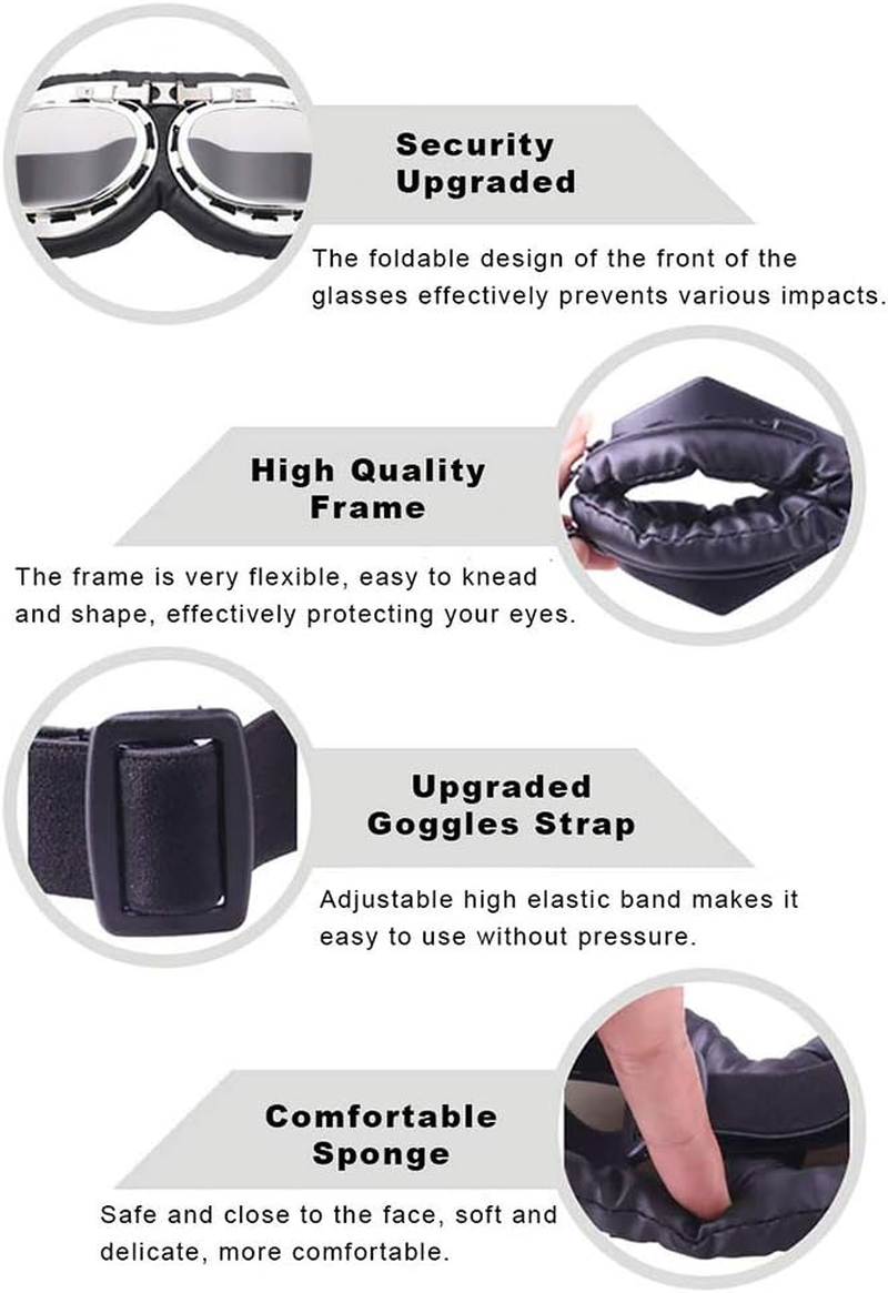 Peicees Vintage Aviator Hat and Goggles Costume Accessories Winter Snowboard Fur Ear Flaps Trooper Trapper Pilot Cap Motorcycle Goggles for Men Women Kids Youth - Green Hat+White Frame/Clear Lens image number 6