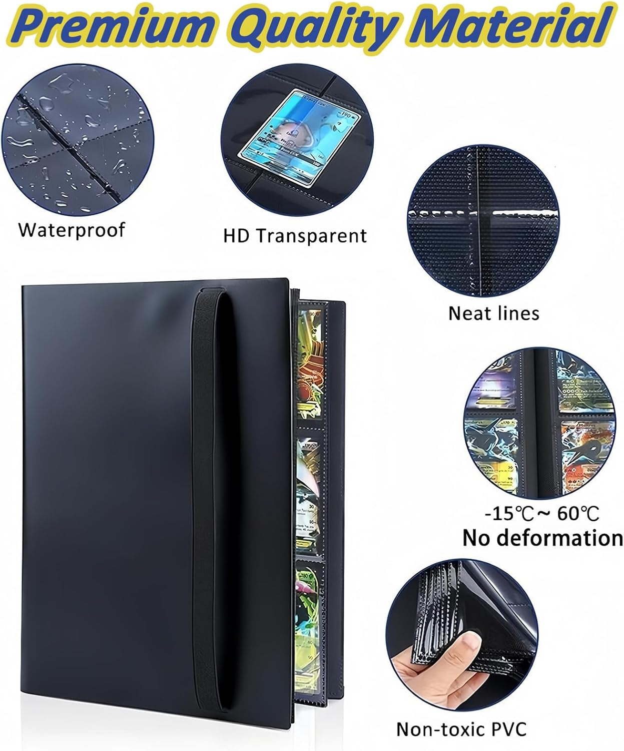 9 Pocket Trading Card Binder,Premium Zip Card Binder,540 Pocket Double Sided PU Leather Collection,Collector Album for Tcg,Mtg,Sports,Game Cards Storage