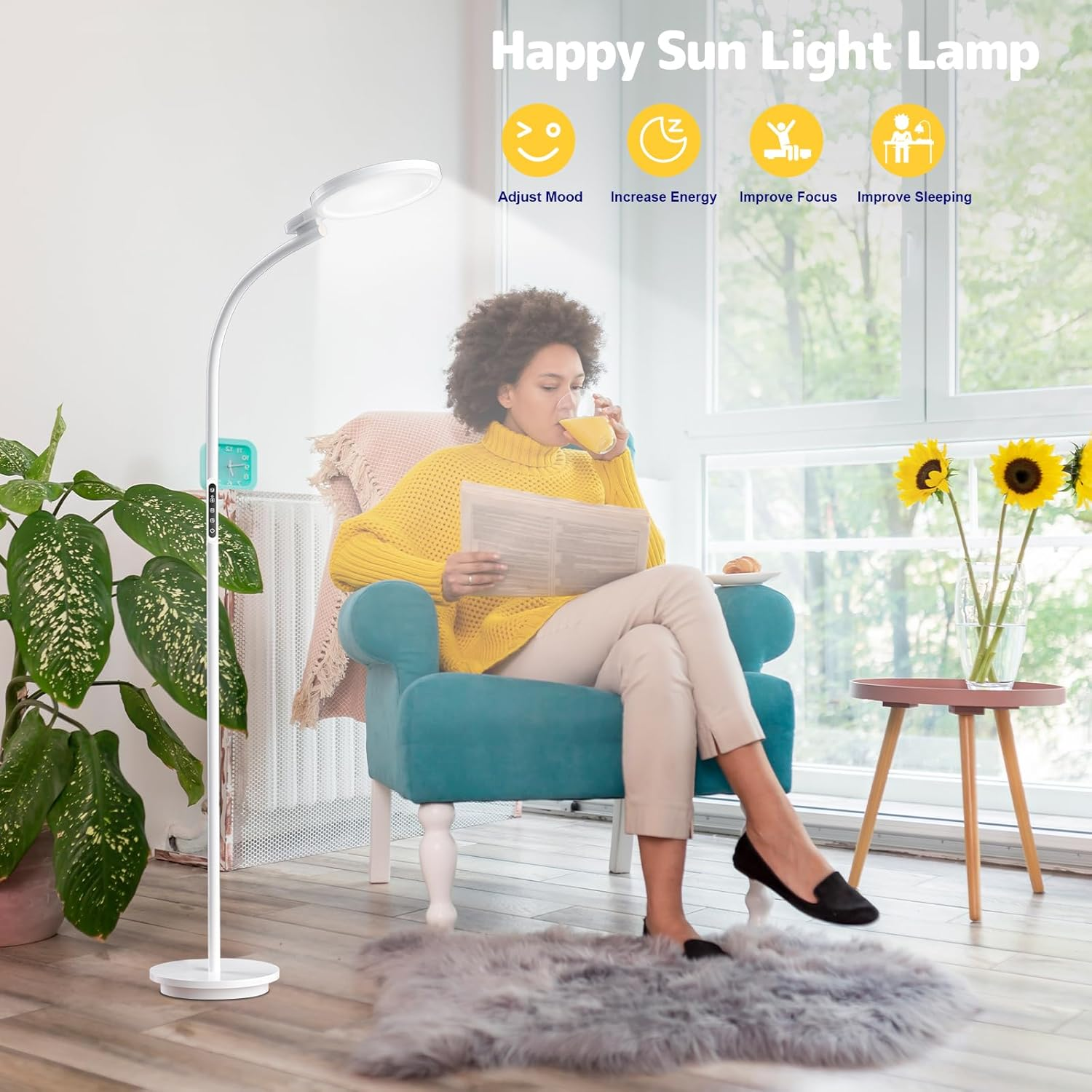 Trayvespace SAD Lamp, 10000LUX SAD Light Therapy Lamp with Remote, 5 Color Temperature & Brightness SAD Lamp Light Therapy with Timer/Memory for Reading, Office, Home image number 6