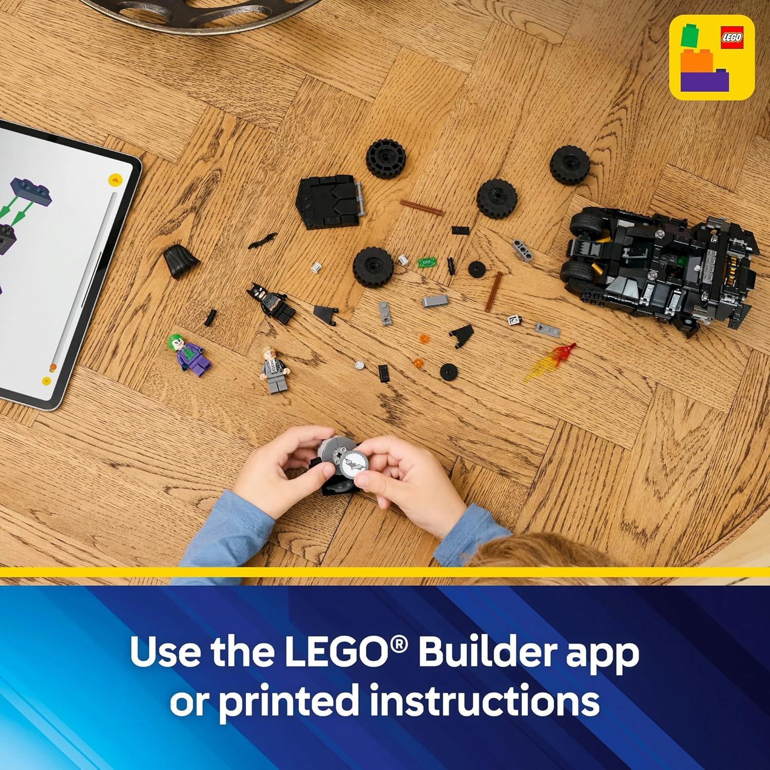 LEGO&reg; Super Heroes DC Batman: Batman Tumbler Vs. Two-Face & the Joker 76303, Batmobile Car Toy for 8+ Year Old Kids, Super Hero Building Set with 3 Minifigures, Creative Toys for the Dark Knight Fans image number 2