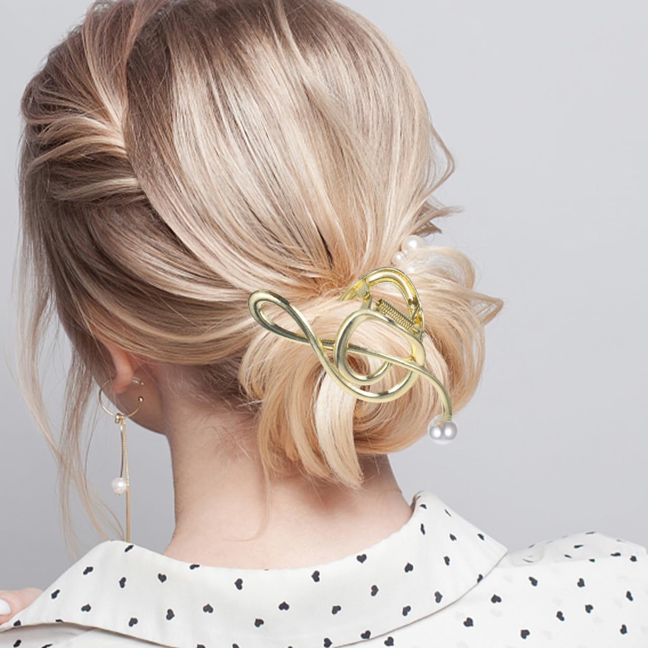 SAFIGLE Pack of 3 Metal Hair Clips Women'S Large Hair Clip with Music Notes Design and Faux Pearl Non-Slip for Thick and Thin Hair Versatile Hair Accessories image number 6