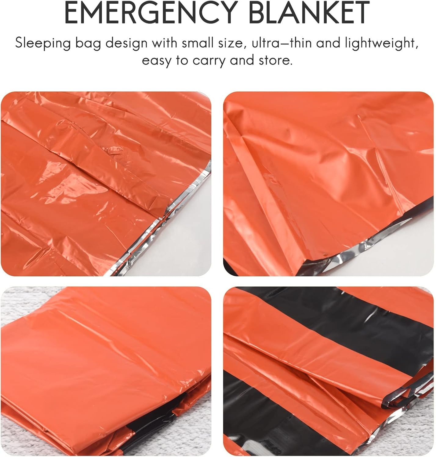 Emergency Blanket, Camping Blanket with Survival Whistle Waterproof Lightweight Thermal Bivy Sack Survival Blanket Bags, Nylon Sleeping Bag for Camping, Hiking, Outdoor, Activities -2Pack image number 5