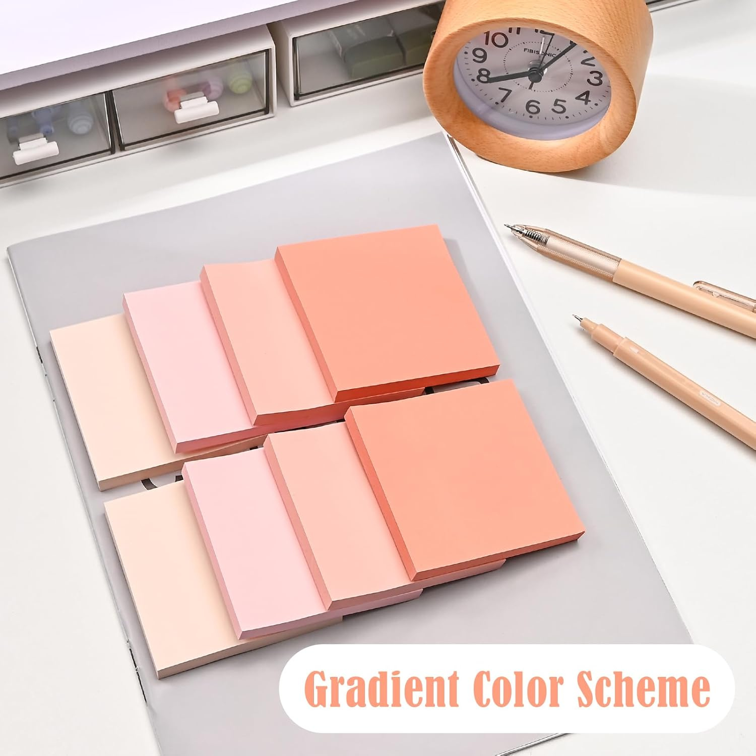 BAYTORY 640 Sheets Colored Sticky Notes, Gradient Memo Pads, Aesthetic Self-Stick Note, Self-Adhesive Sticky Note Easy to Post for Home Office School Supplies (Pink) image number 1