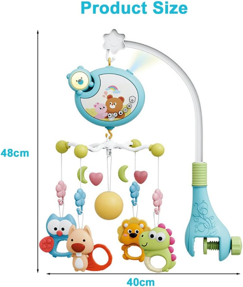 Baby Mobile for Crib, Crib Mobiles with Music and Lights, Nursery Musical Mobile for Bassinets Toys Hanging Girls Boys, Musical Mobile Arm for Pack and Play, Space Portable Animal Mobile Clip On image number 2