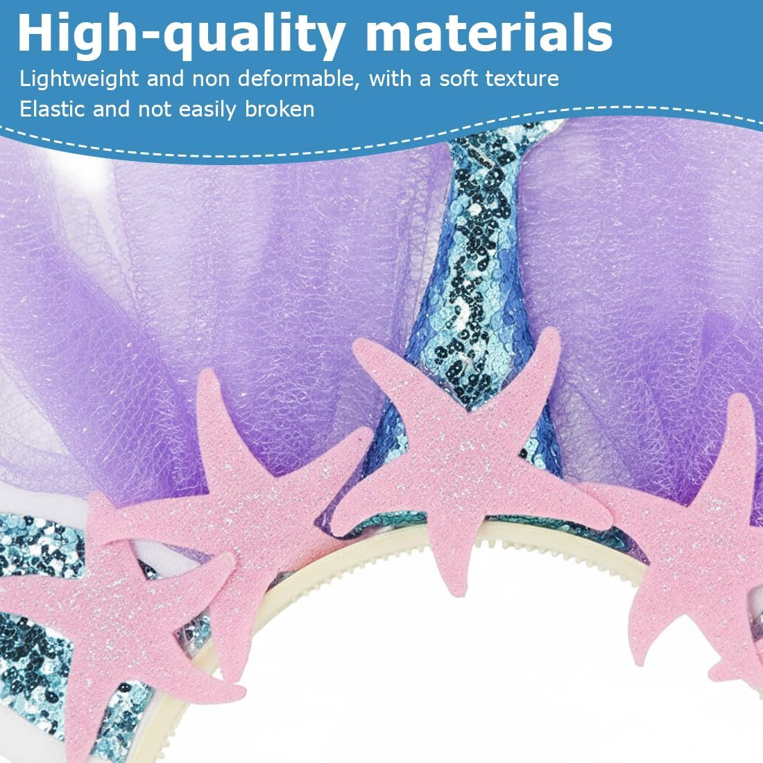 ZORVYN Mermaid Headband Women'S Crown Headdress for Carnival Halloween Costume Accessories Hair Accessories as Fancy Dress image number 3