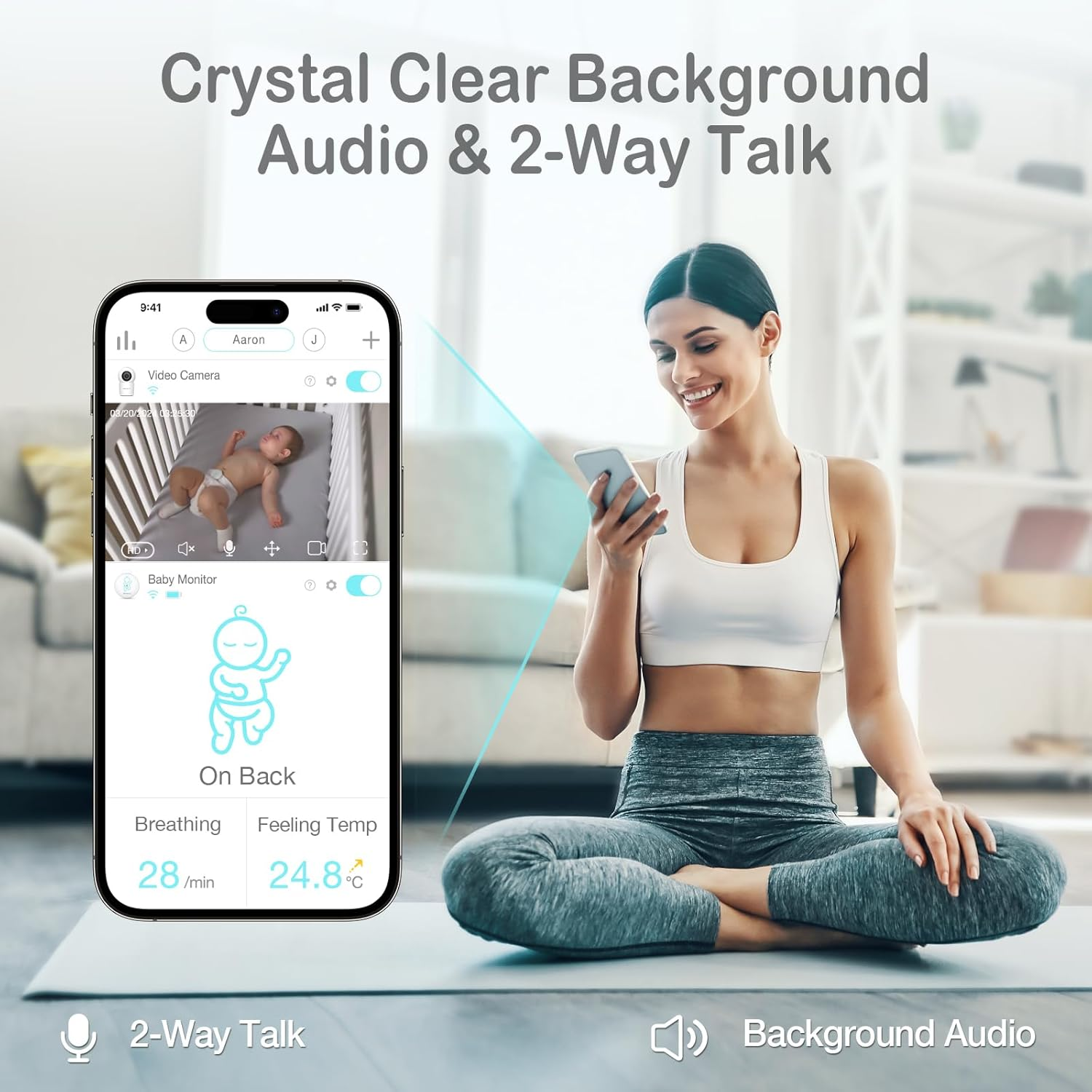 Sense-U Video Baby Monitor with 1080P HD Wifi Camera and Background Audio, Night Vision, 2-Way Talk, Motion Detection & No Monthly Fee (Compatible Smart Baby Monitor) image number 5