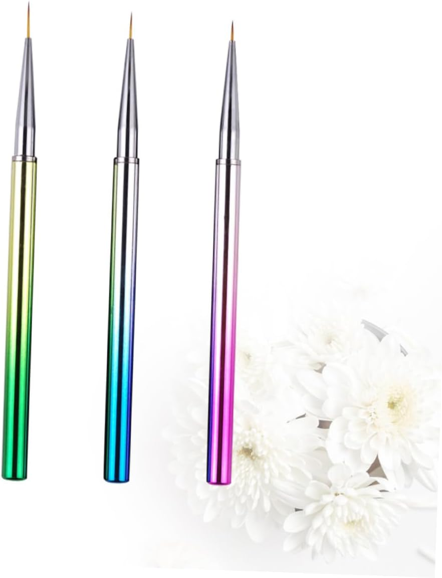 Baluue 3Pcs Ultra Thin Nail Art Painting Brush Detail Paint Brush for Nail Designs Flowers and Patterns Manicure Tool for Precision Art image number 5