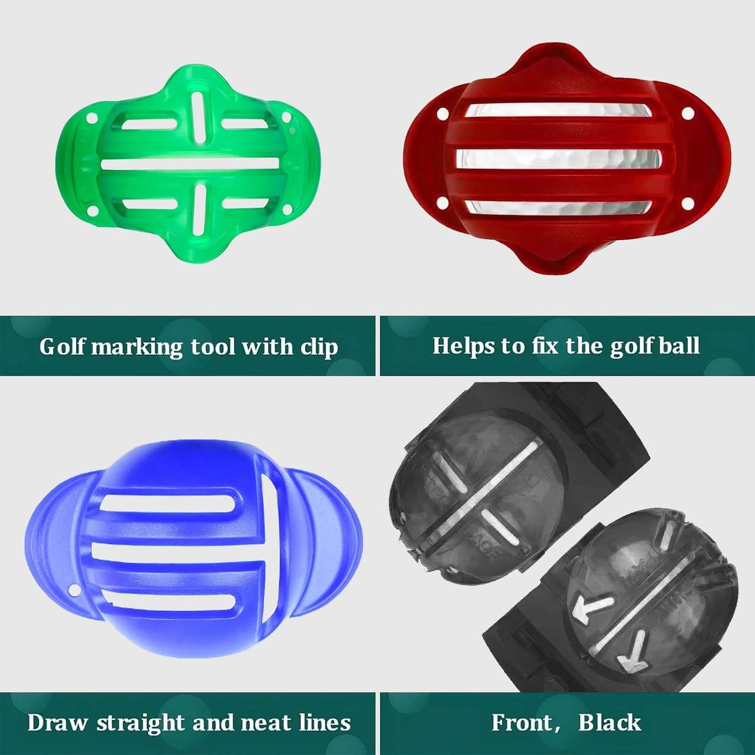 Golf Ball Line Marker Tool, 9 Pcs Golf Ball Marker Alignment Kit, 5 Golf Ball Marking Stencils and 4 Colors Golf Ball Markers for Better Beginning Golf Ball Training image number 5
