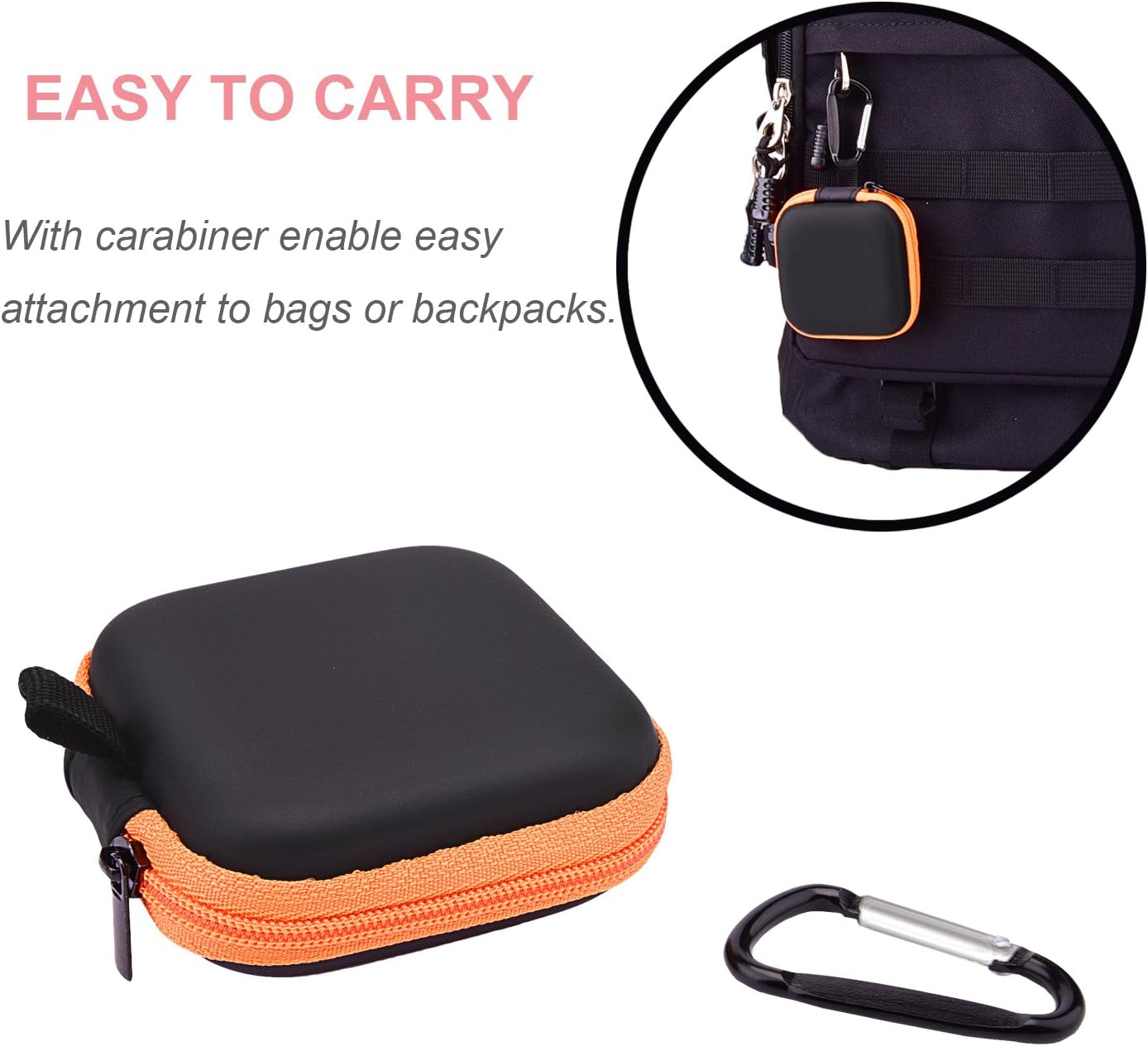 Sunmns 5 Pieces in Ear Bud Earphone Headset Headphone Case Mini Storage Carrying Pouch Bag with Carabiners image number 5