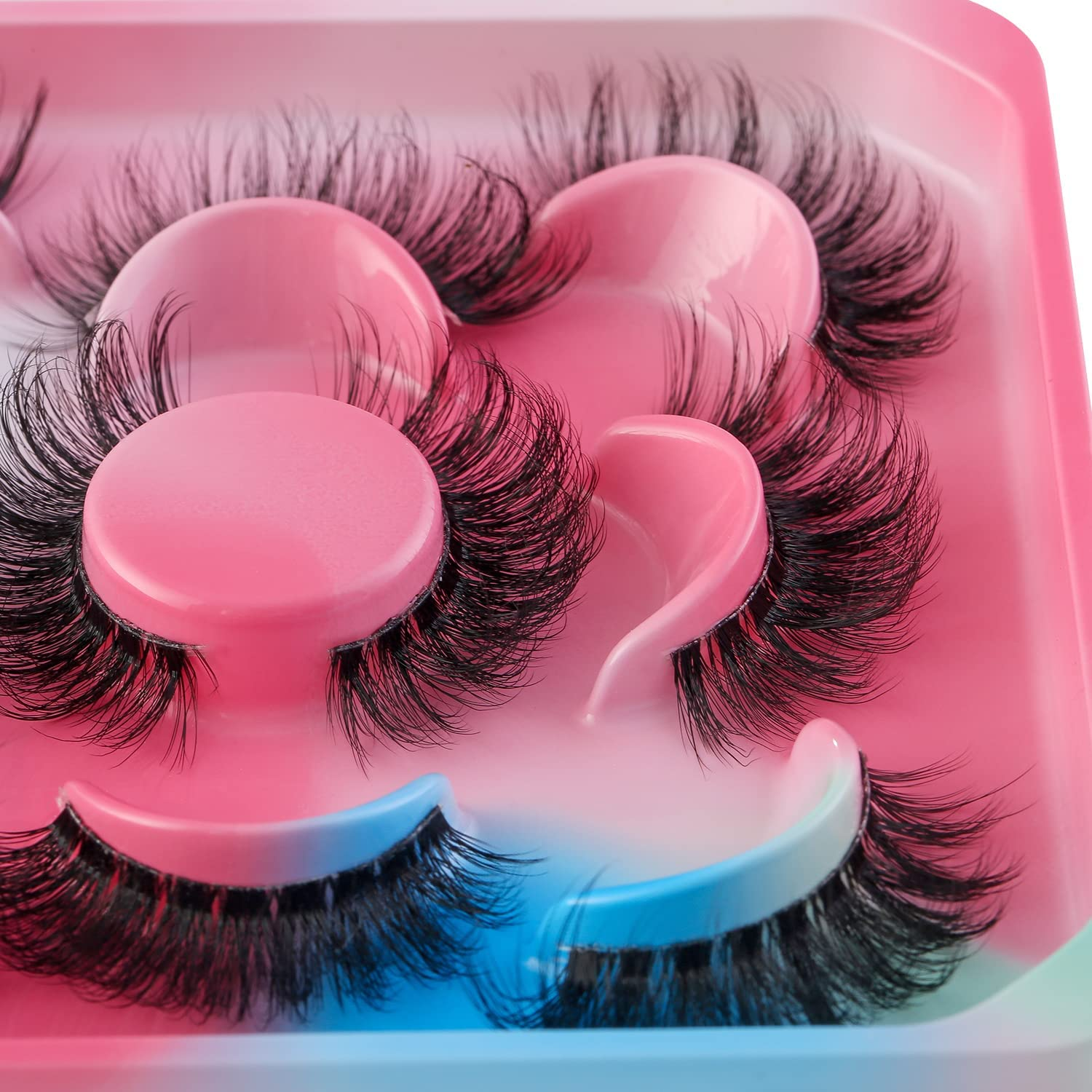Clear Band Russian Strip Eyelashes C/D Curl Wispy Fluffy Mink Lashes 3D Fluffy Eyelash Manga Lashes Natural Looking False Eyelashes That Look like Individual Clusters Mink Eye Lashes Pack (AG04) image number 1