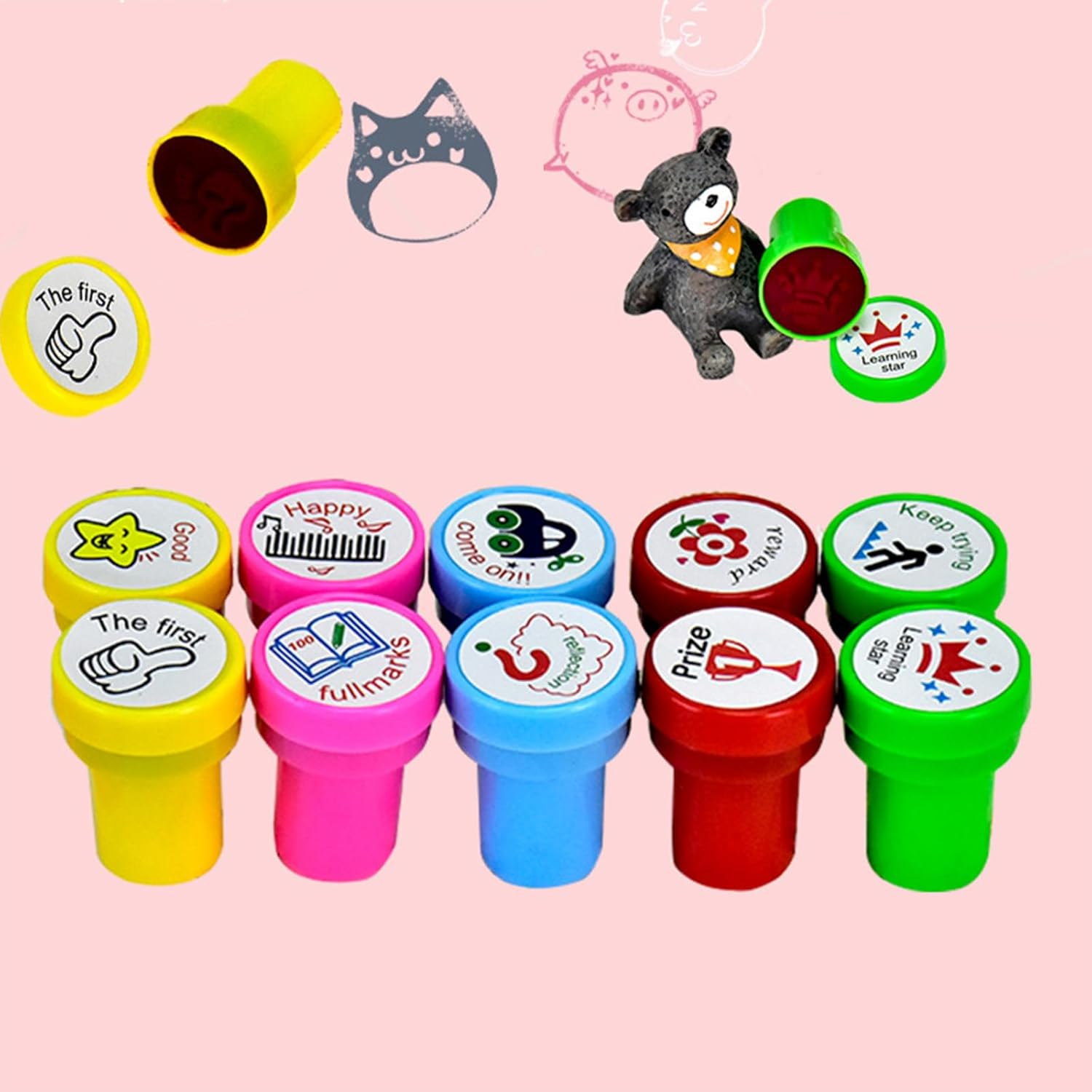 Self-Inking Teacher Stamp Set, 10 Pcs Motivational Stamps for Grading & Encouragement,Teacher Supplies (Different Kinds) image number 5