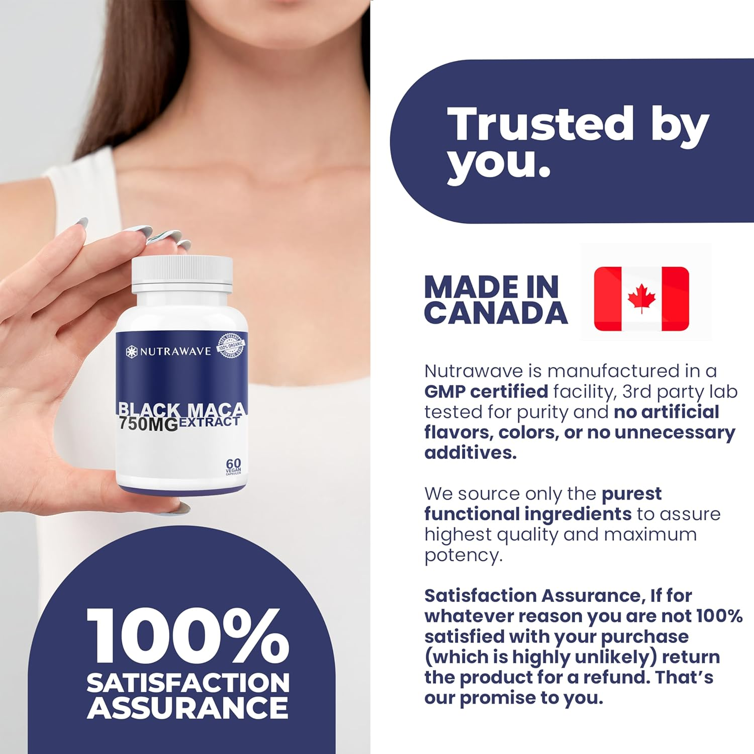 Nutrawave Organic Black Maca 4:1 Extract 3000Mg Capsules, Non-Gmo, Vegan, Gluten Free, 60 Capsules image number 3