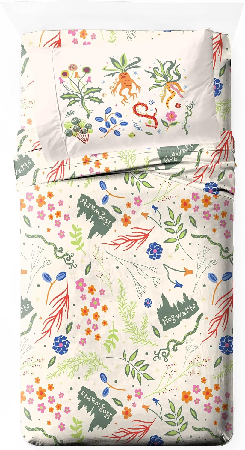 Jay Franco Sheet Set with Fitted, Flat Sheets & Pillow Cover - Ultra-Soft Bedding with Pillowcase for Room Decor, Beige - Nightmare before Christmas, 3 Piece Twin