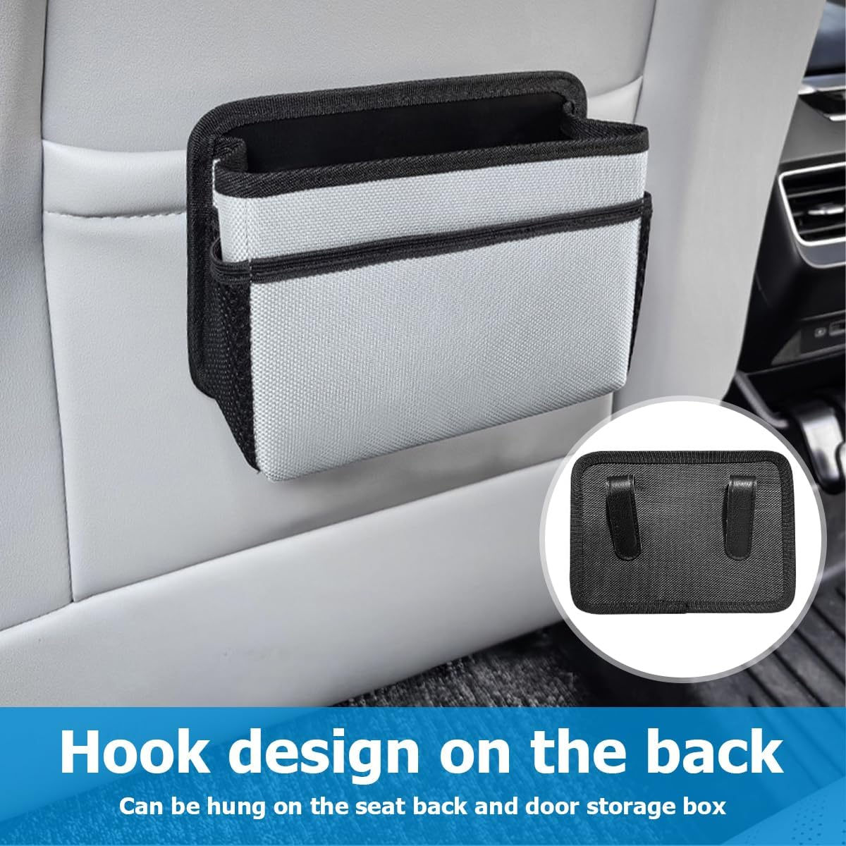 Mandark Car Trash Can, Foldable Mini Vehicle Trash Bin Garbage Organizer Holder, Waterproof Automotive Interior Hanging Dustbin Storage Bag Container Accessories, Universal for Most Cars (Beige) - Beige image number 3