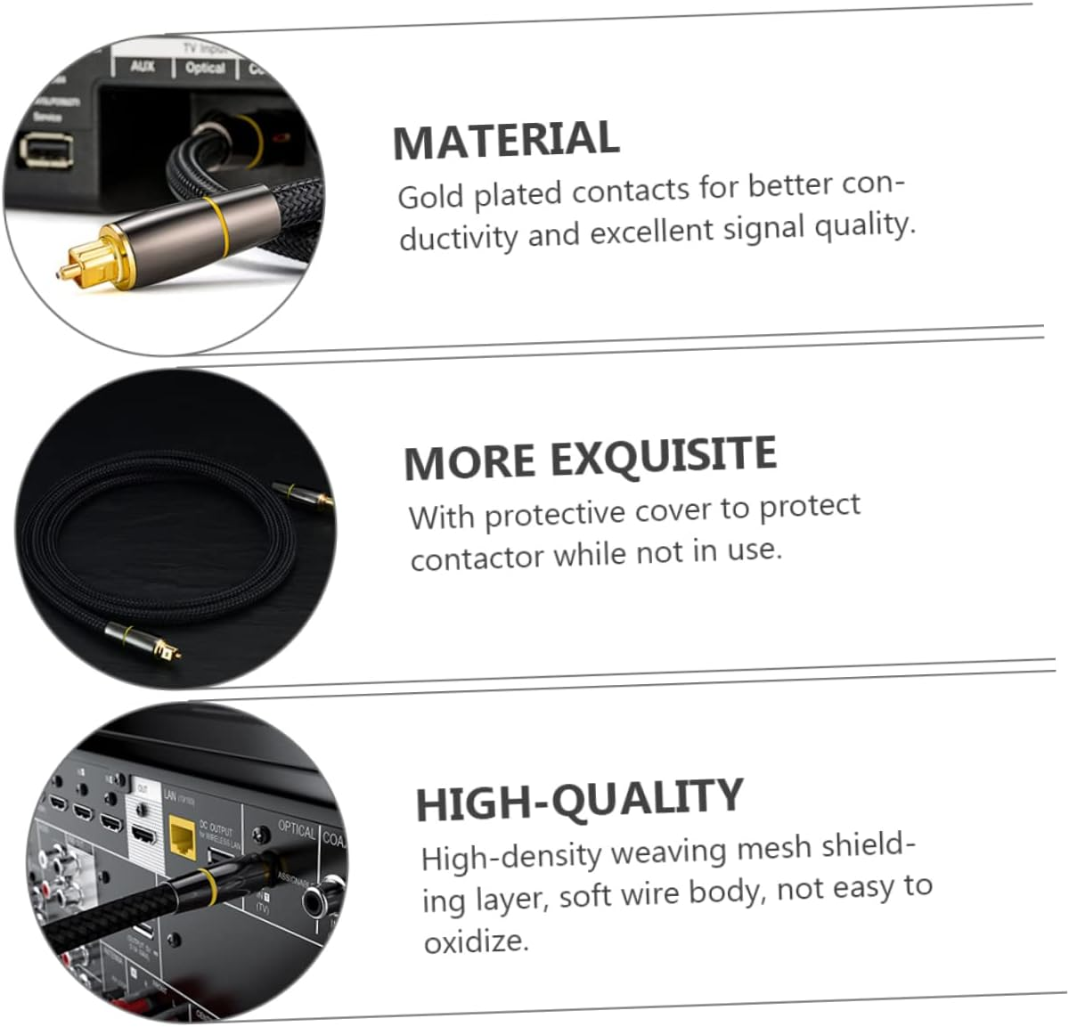 MERRYHAPY Optical Audio Cable Male to Male Replacement Cord for Sound Bar Ensuring and Stable Audio Output Soft and Flexible Design for Home Theatre and Tv Use image number 4